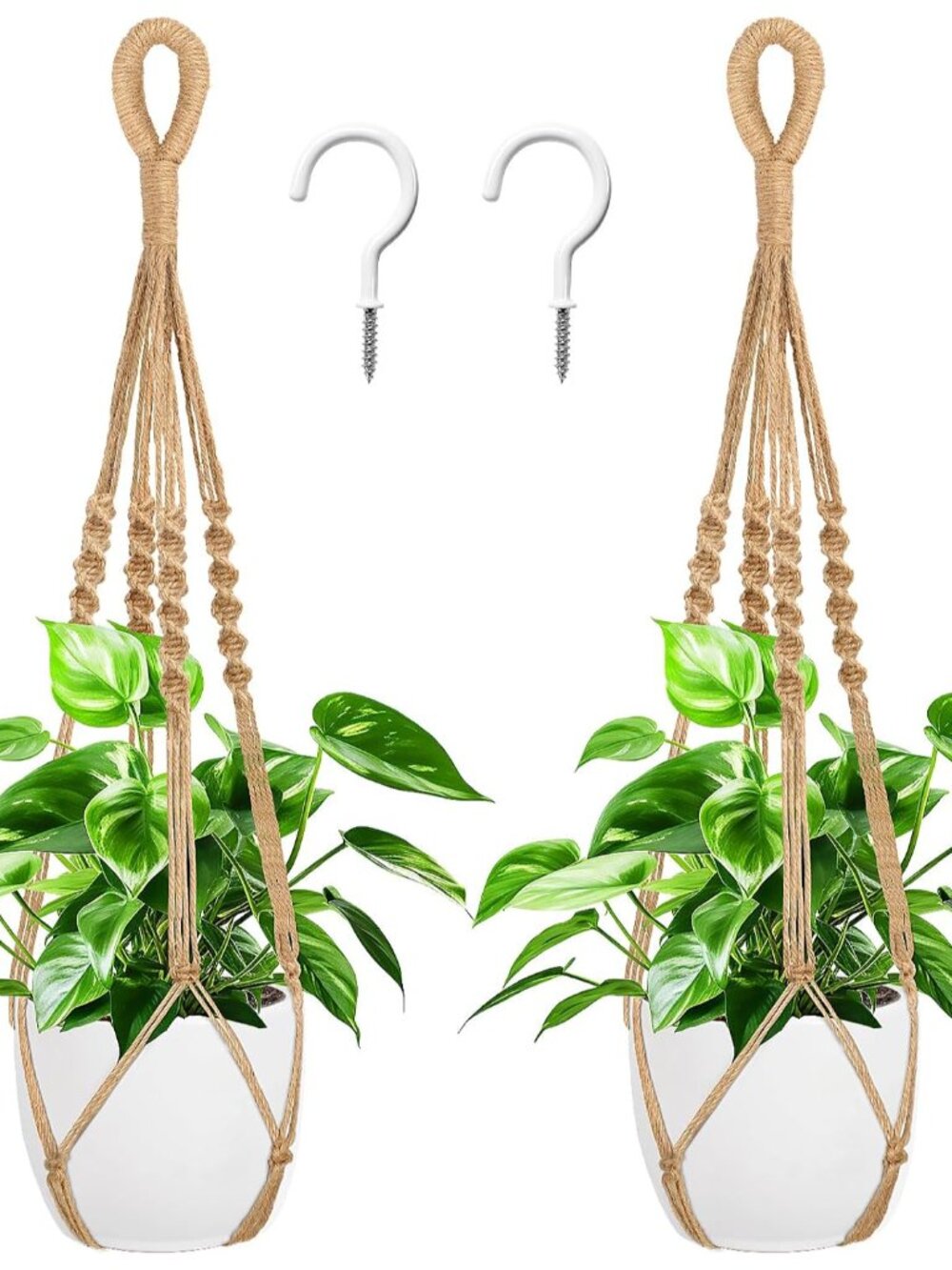 27 Inch Macrame Plant Hanger, 2 Packs Plant Hangers with Hooks, Hanging Planter